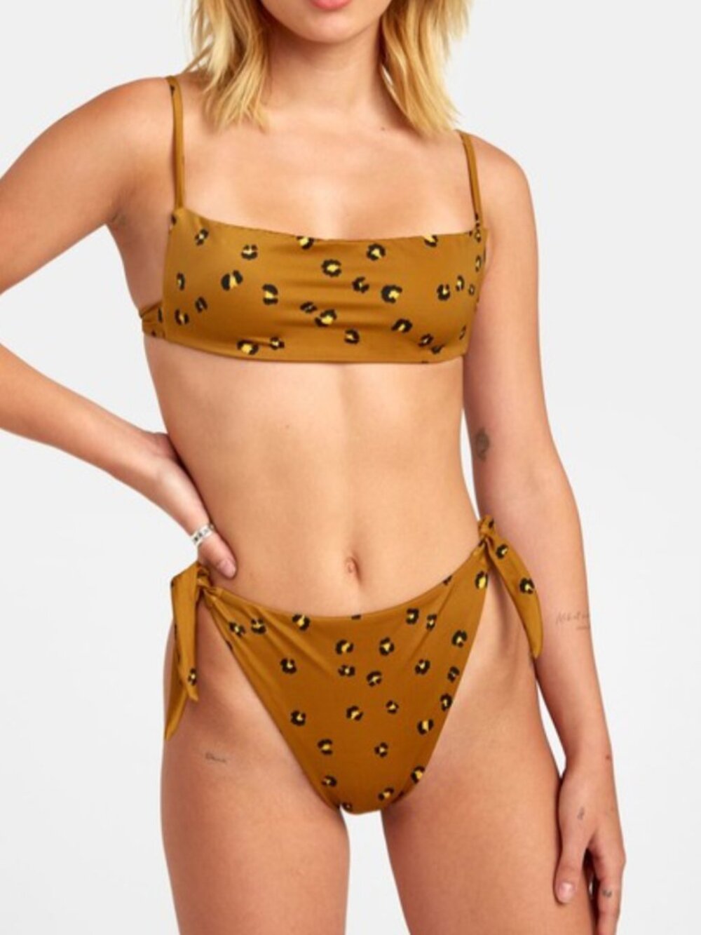 RVCA Chitah High Rise Bikini Bottom – Leopard Almond 🐆 - Picture 2 of 8